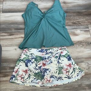 Bathing  suit tank top size 38DD.  and Floral Skirt Set Medium